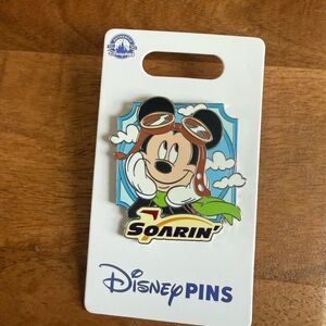 Disney Soarin' Pin with Mickey in Aviator Goggles - Blue and Brown